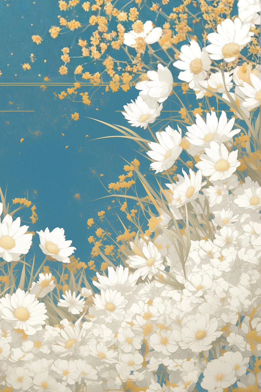 A_bunch of white daisies and yellow marigolds Metal Wall Posters | Premium, Waterproof & Magnet-Mounted Art