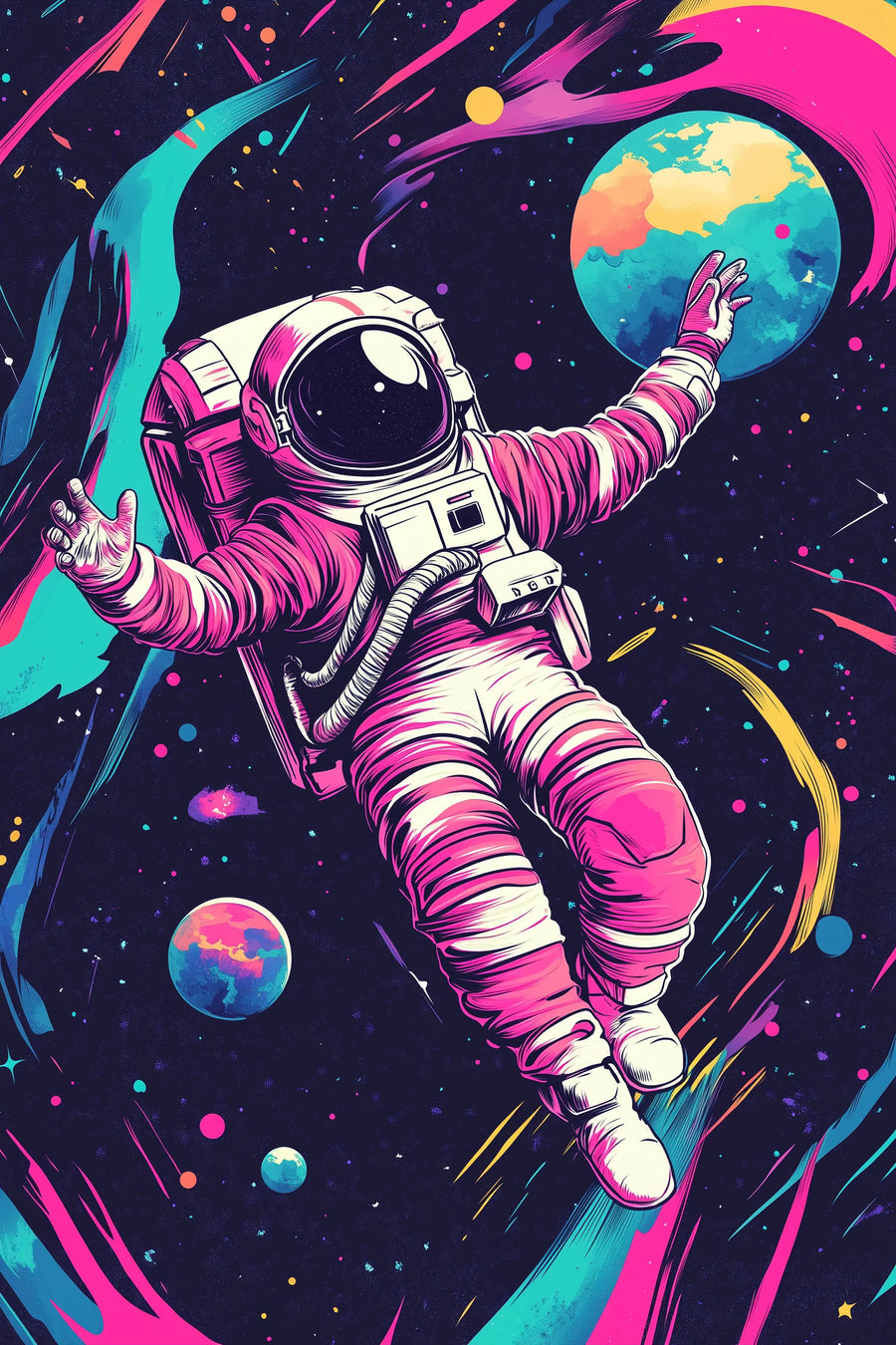 Astronaut in a trip Metal Wall Posters | Premium, Waterproof & Magnet-Mounted Art