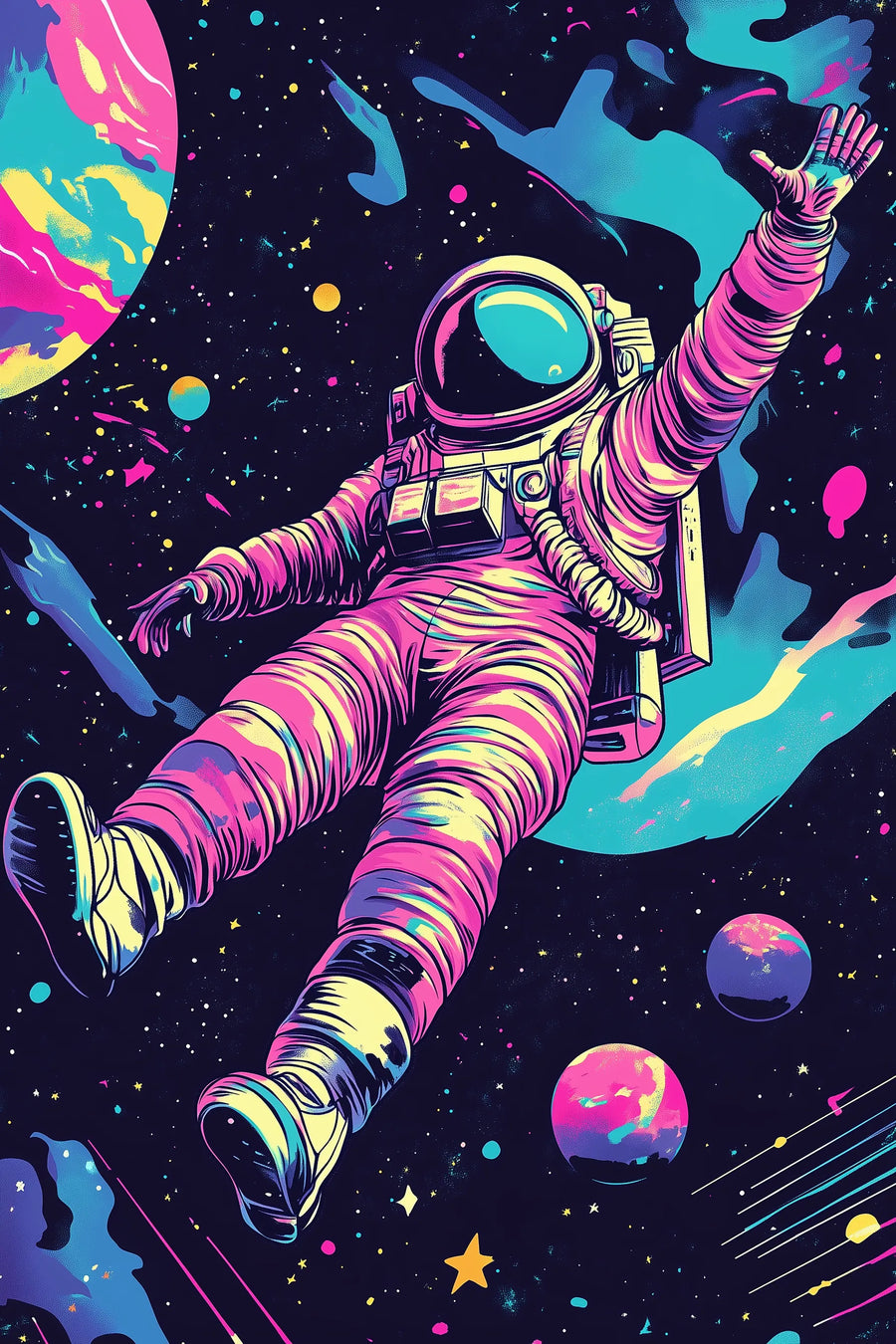 Astronaut in acid trip Metal Wall Posters | Premium, Waterproof & Magnet-Mounted Art