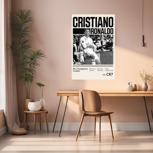 Cristiano Ronaldo Mr Champions Metal Wall Posters | Premium, Waterproof & Magnet-Mounted Art