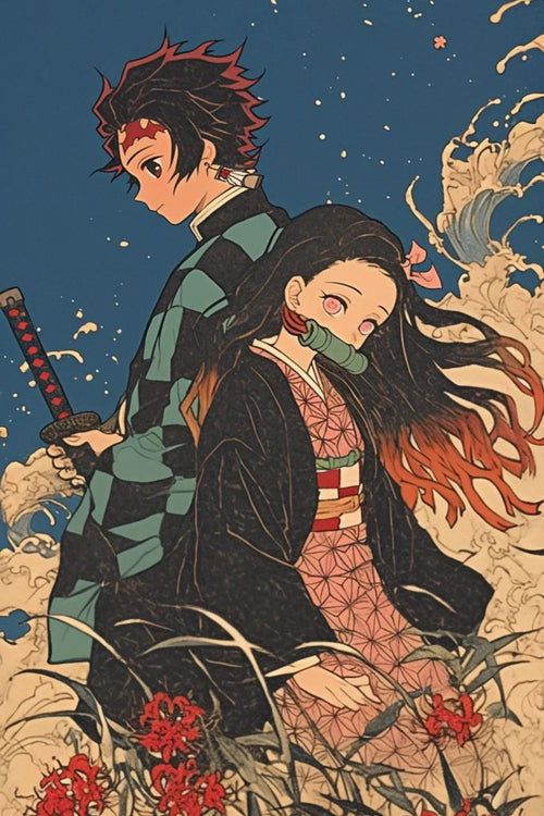 Demon Slayer Tanjiro and Nezuko Metal Posters | Premium, Waterproof & Magnet-Mounted Art