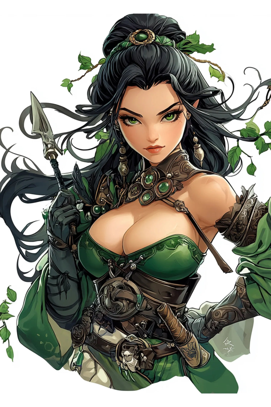 Female Warrior of Green Nature Metal Wall Posters | Premium, Waterproof & Magnet-Mounted Art