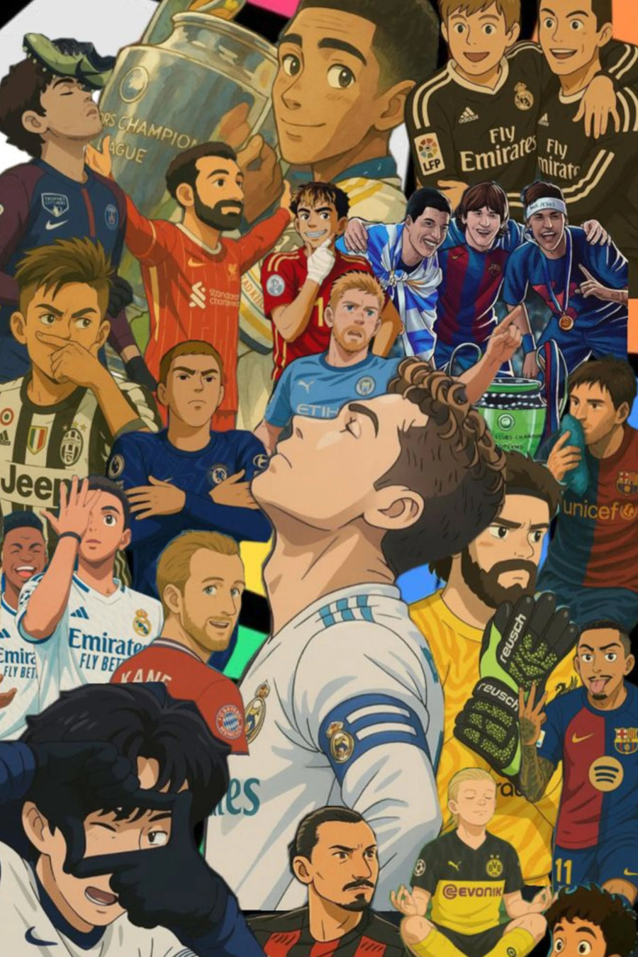 Football Heroes Anime style Metal Posters | Premium, Waterproof & Magnet-Mounted Art
