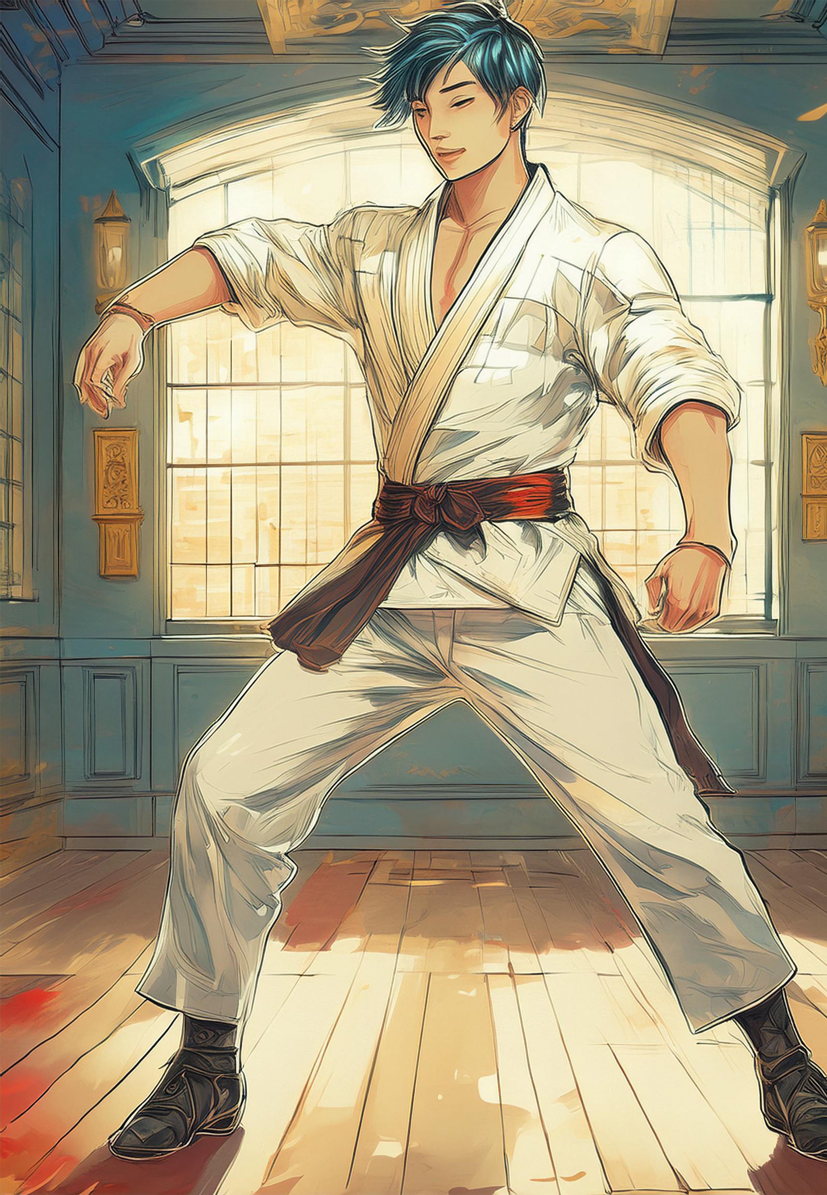 Karate Student Illustration Metal Wall Posters | Premium, Waterproof & Magnet-Mounted Art