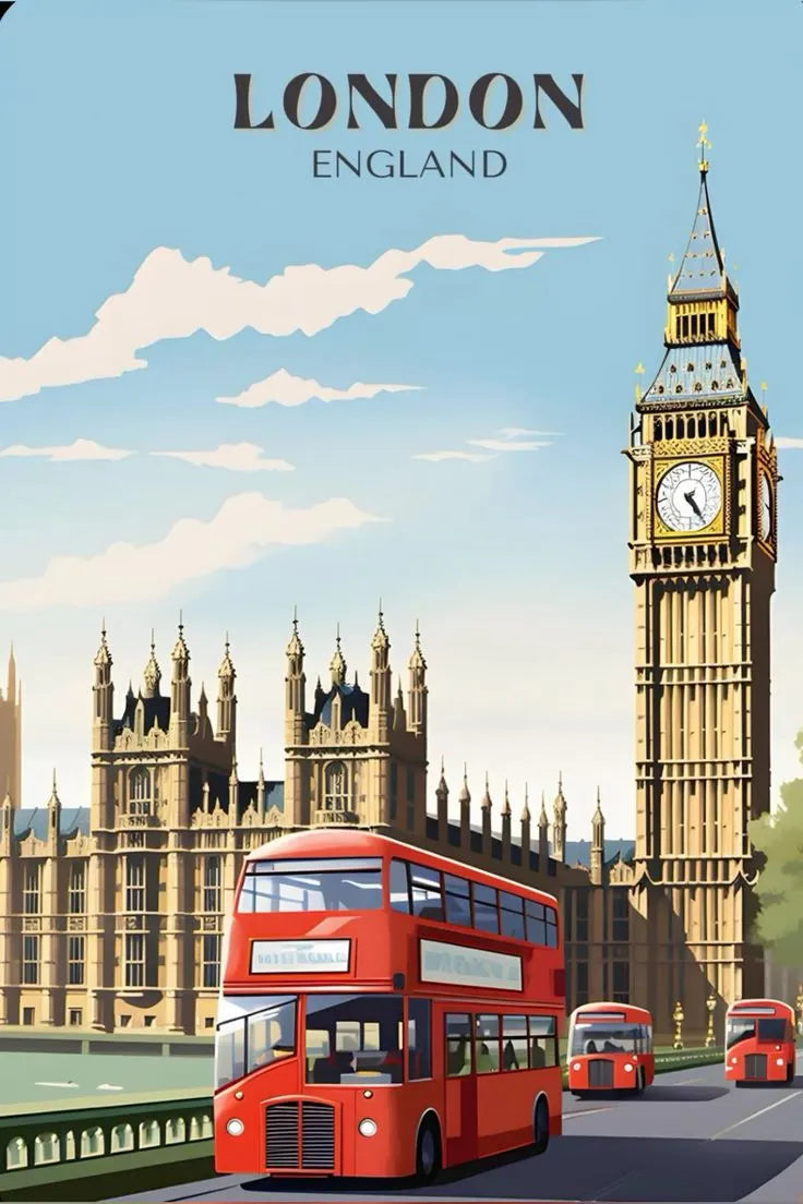 London United Kingdom Art Metal Posters | Premium, Waterproof & Magnet-Mounted Art