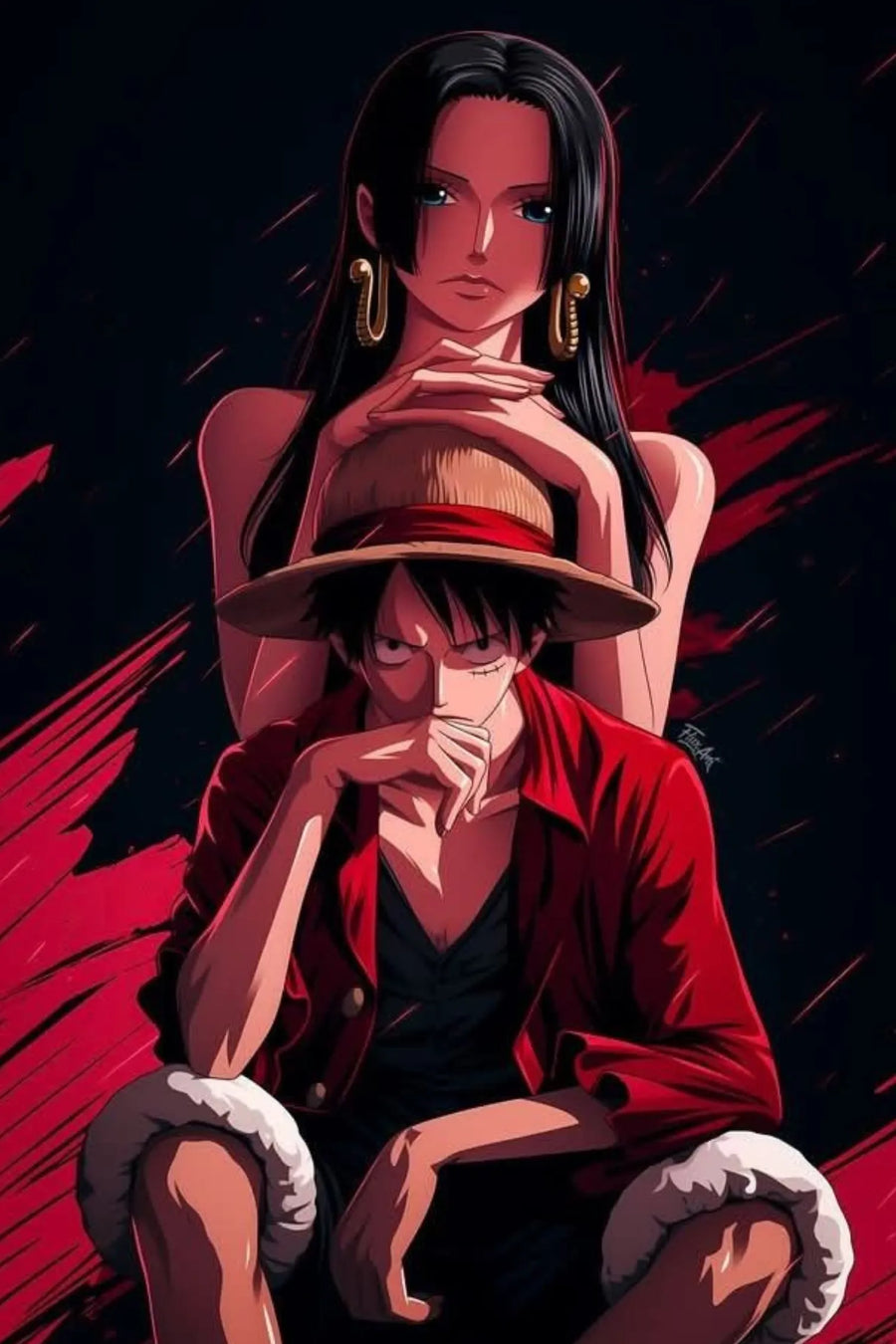 Luffy and Boa One Piece Metal Poster| Premium, Waterproof & Magnet-Mounted Art