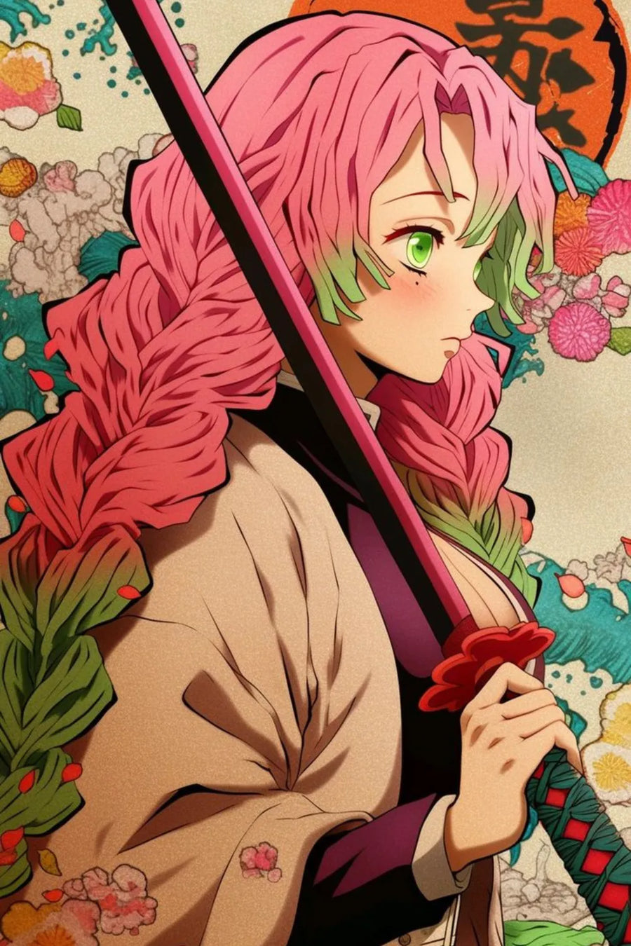 Mitsuri Kanroji Japanese Metal Posters | Premium, Waterproof & Magnet-Mounted Art