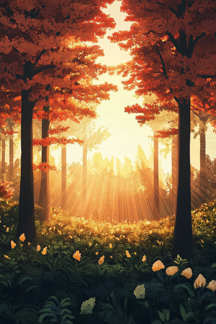 Sunset and Forest Metal Wall Posters | Premium, Waterproof & Magnet-Mounted Art