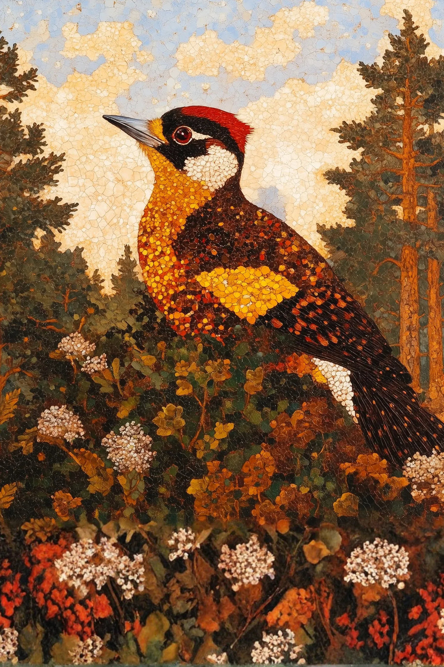 Wild Bird illustration Metal Wall Posters | Premium, Waterproof & Magnet-Mounted Art