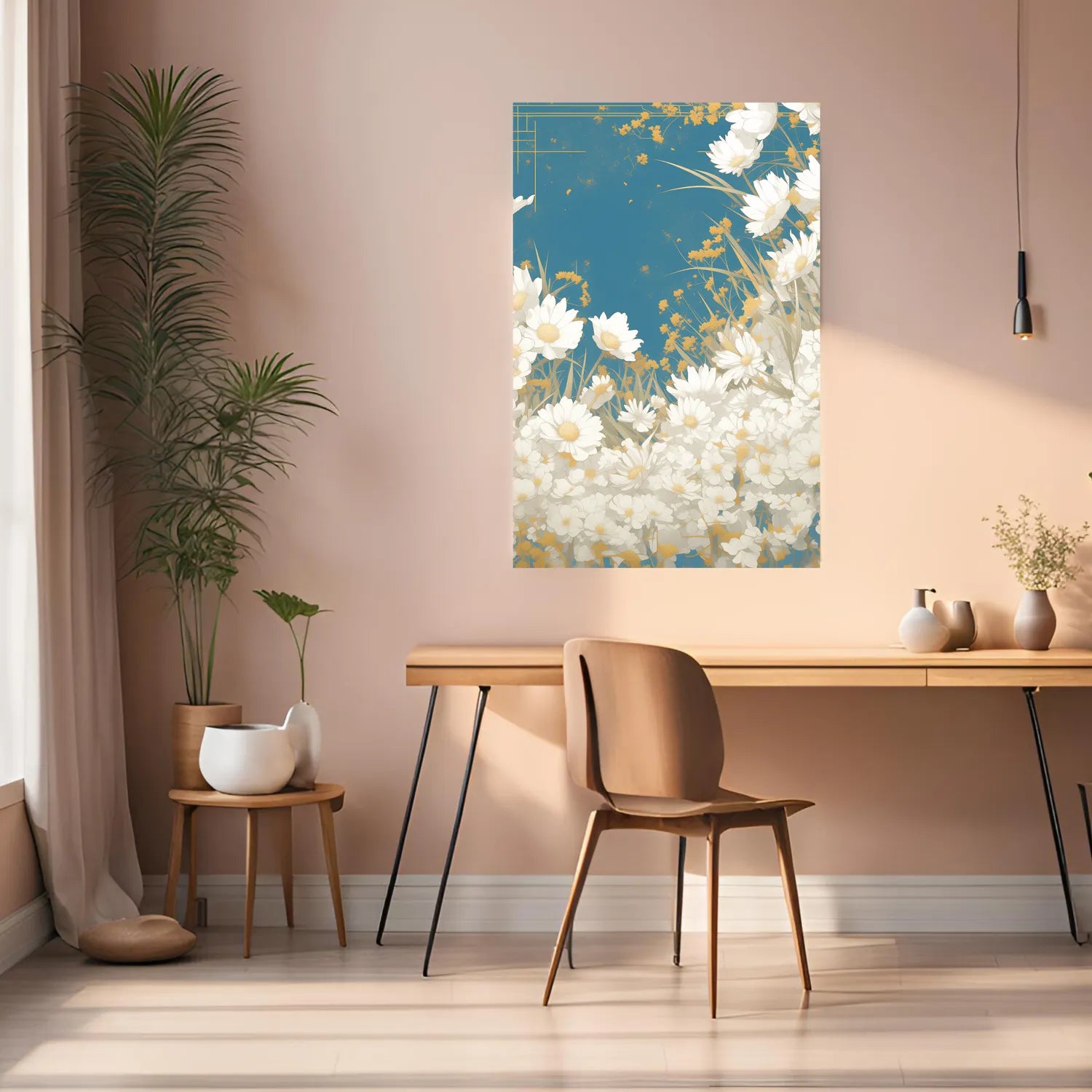 A_bunch of white daisies and yellow marigolds Metal Wall Posters | Premium, Waterproof & Magnet-Mounted Art