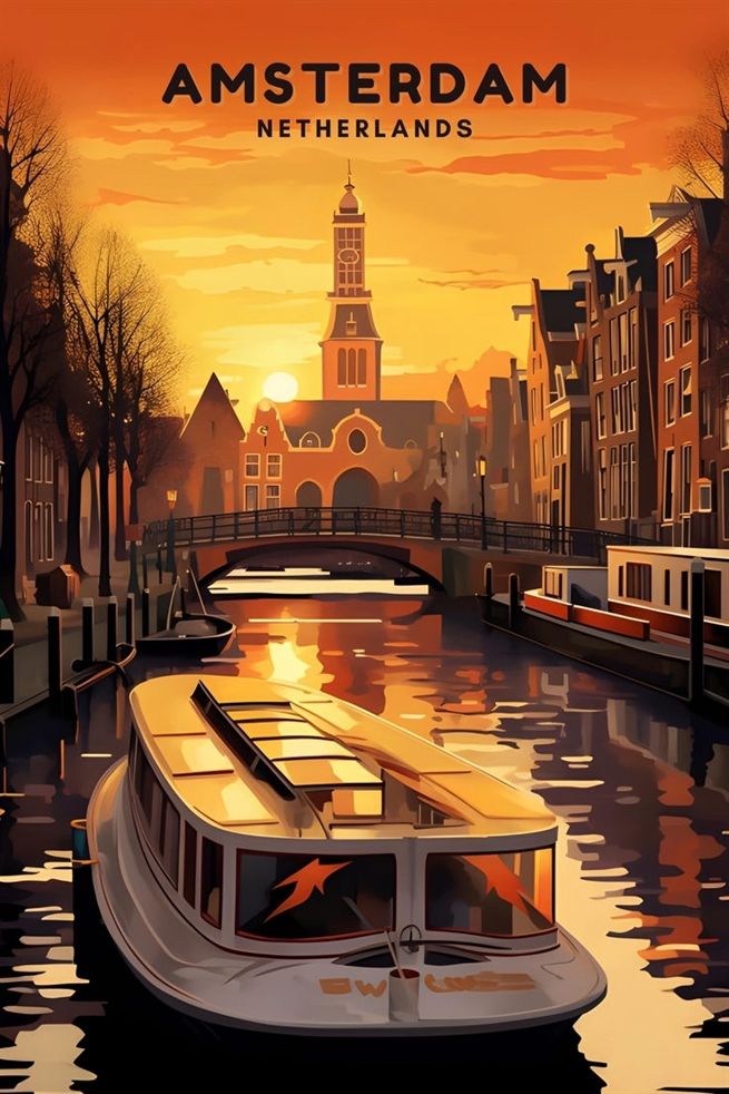 Amsterdam Netherlands Metal Posters | Premium, Waterproof & Magnet-Mounted Art