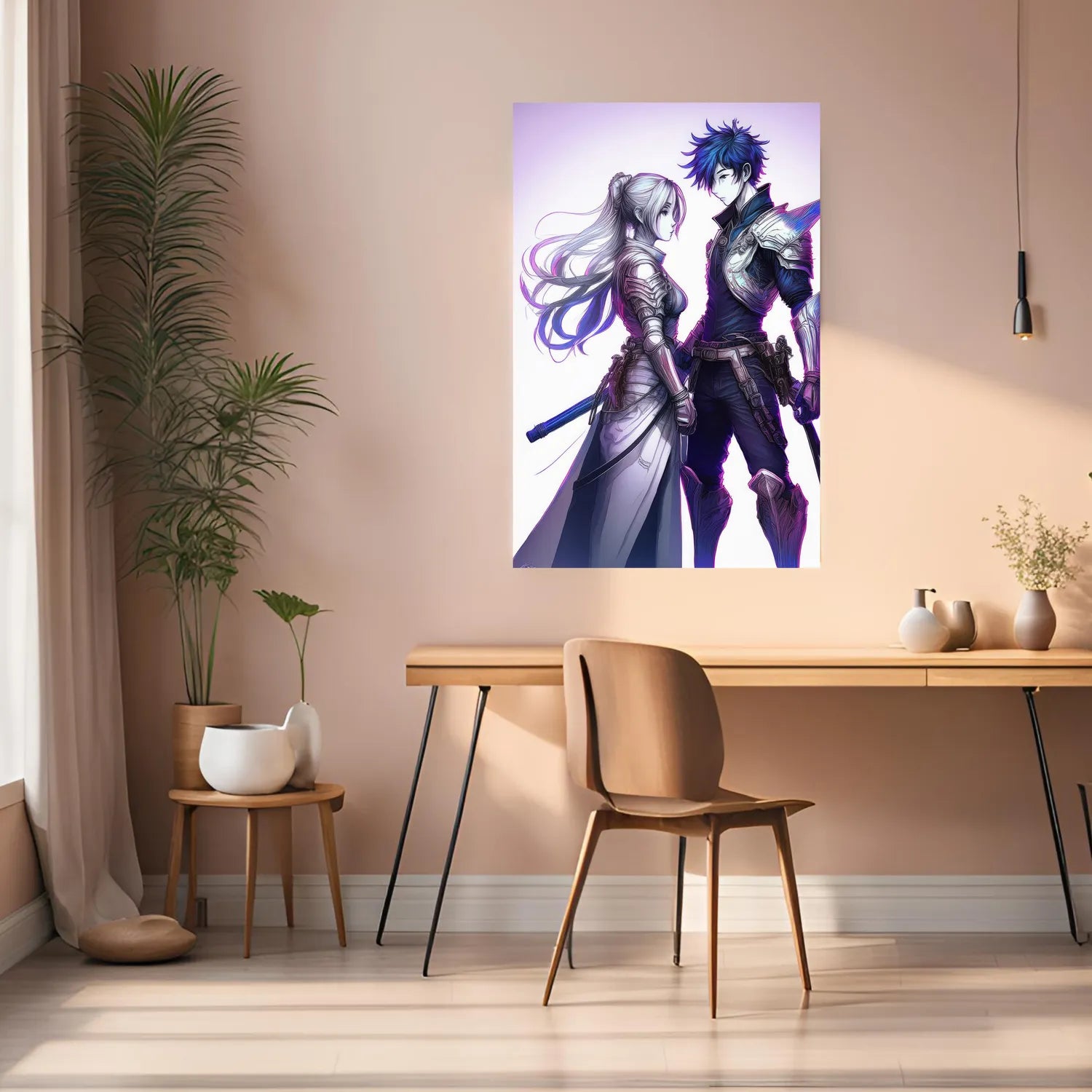 Anime the warriors Couple Metal Wall Posters | Premium, Waterproof & Magnet-Mounted Art