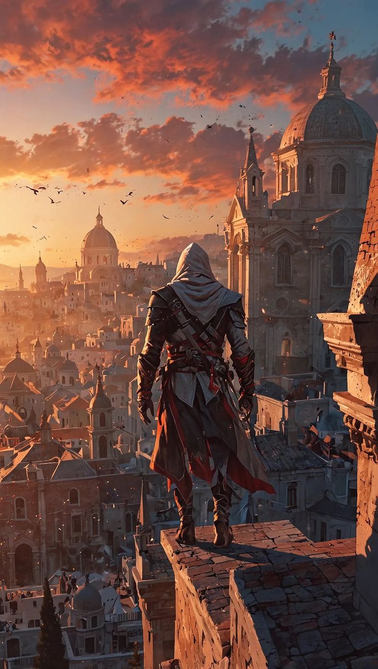 Assassin_s creed Ezio on top Metal Posters | Premium, Waterproof & Magnet-Mounted Art