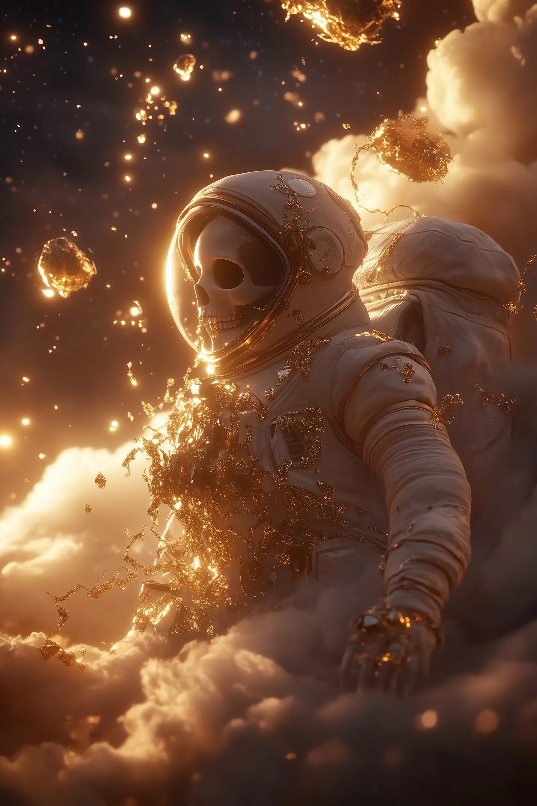 Astronaut Skull in Magic Space Metal Wall Posters | Premium, Waterproof & Magnet-Mounted Art