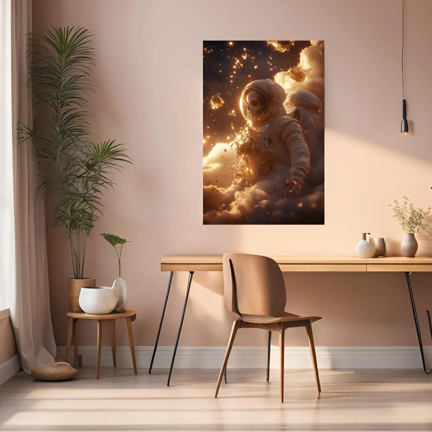 Astronaut Skull in Magic Space Metal Wall Posters | Premium, Waterproof & Magnet-Mounted Art