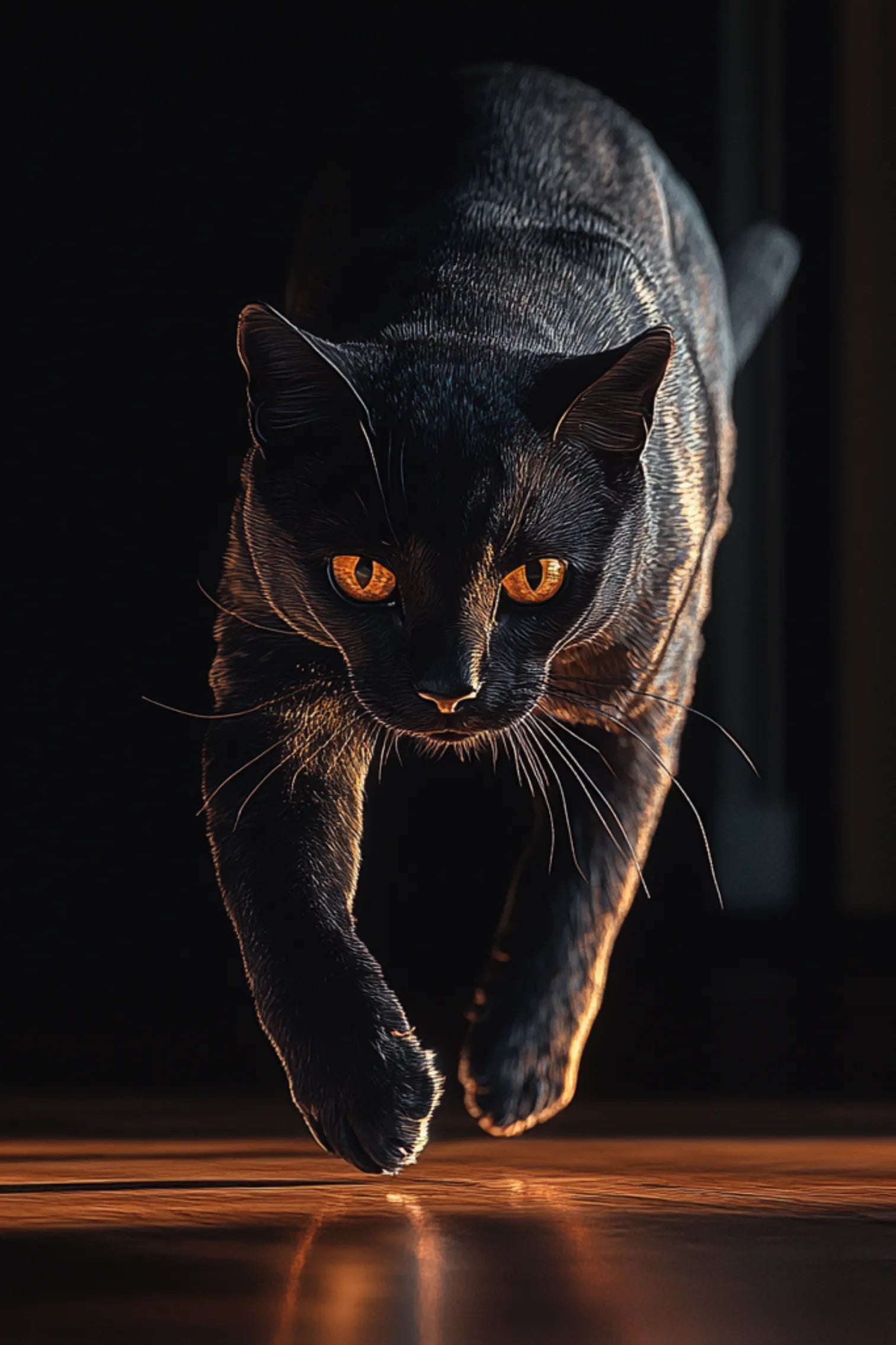 Black Cat With Golden Eyes Metal Wall Posters | Premium, Waterproof & Magnet-Mounted Art