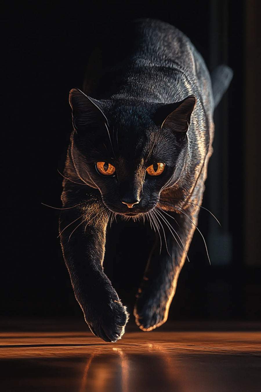 Black Cat With Golden Eyes Metal Wall Posters | Premium, Waterproof & Magnet-Mounted Art
