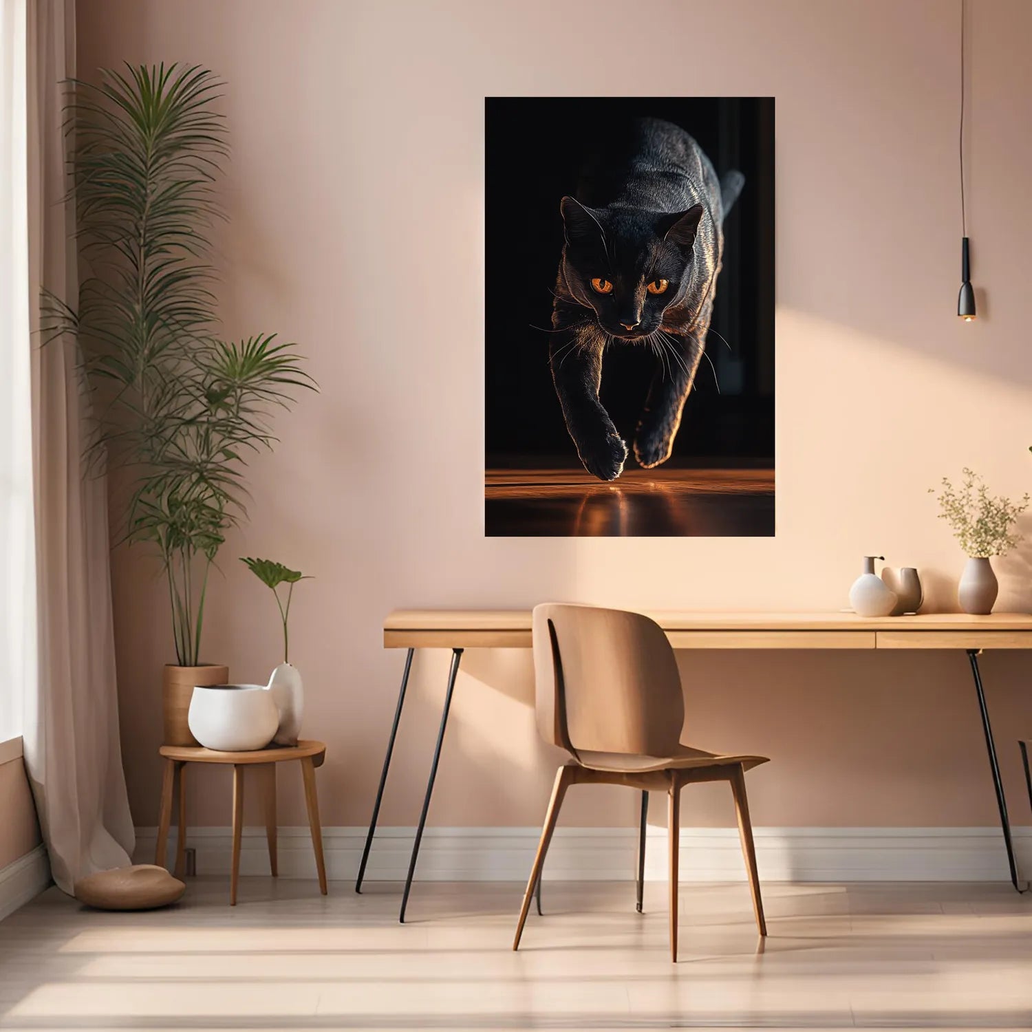 Black Cat With Golden Eyes Metal Wall Posters | Premium, Waterproof & Magnet-Mounted Art