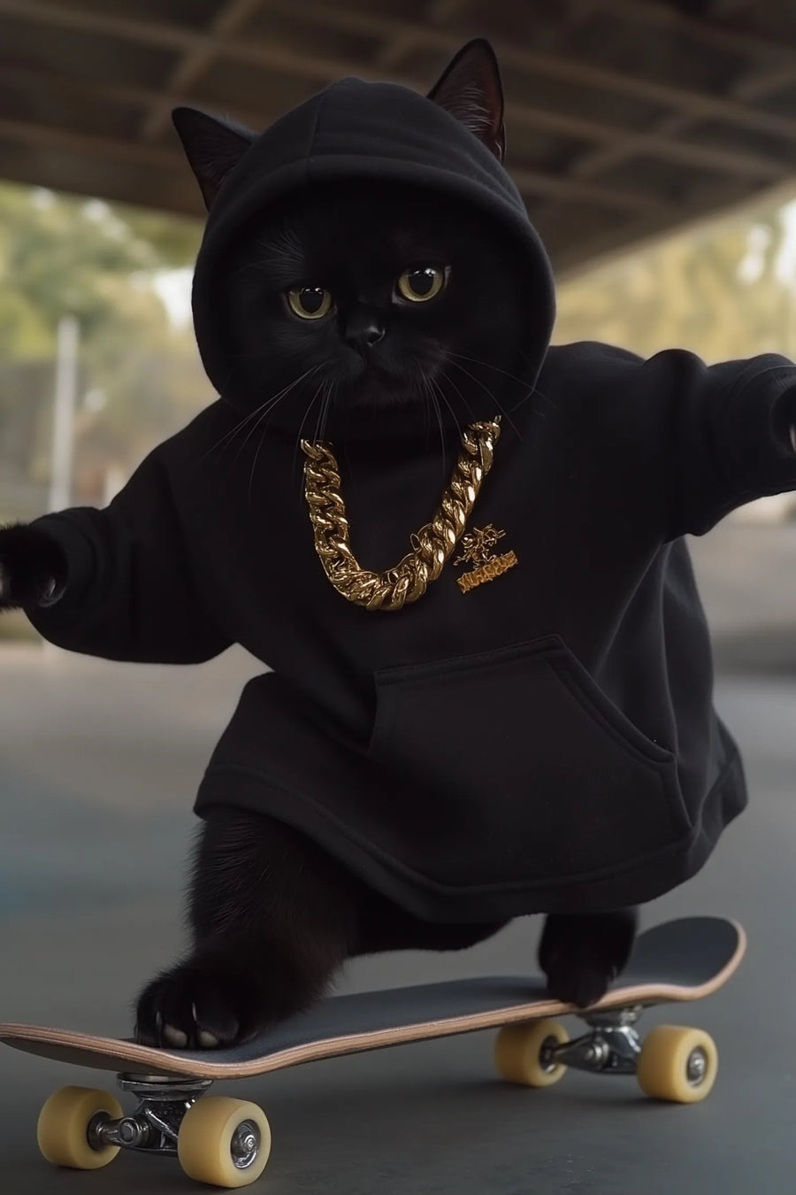 Black Cat on Skateboard  Metal Wall Posters | Premium, Waterproof & Magnet-Mounted Art