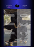 Black Cat on Skateboard  Metal Wall Posters | Premium, Waterproof & Magnet-Mounted Art