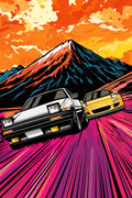 Car Race retro Metal Wall Posters | Premium, Waterproof & Magnet-Mounted Art