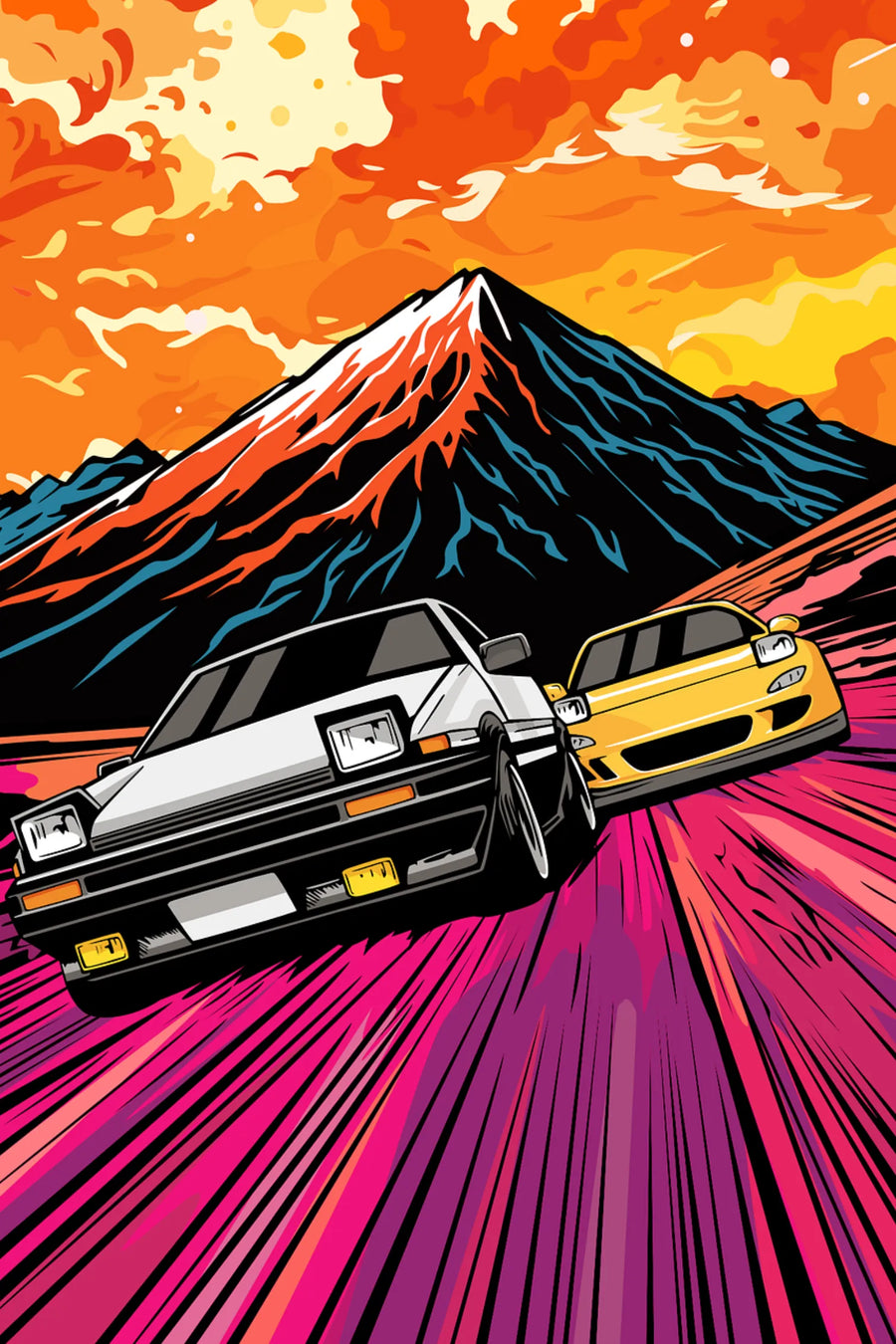 Car Race retro Metal Wall Posters | Premium, Waterproof & Magnet-Mounted Art