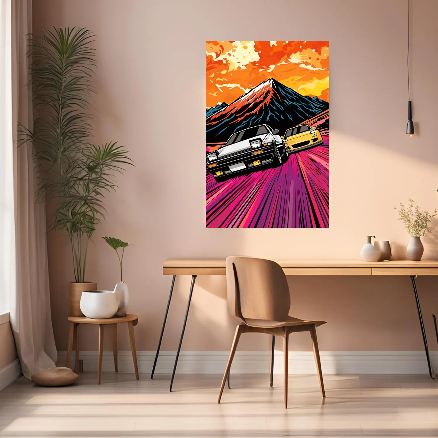 Car Race retro Metal Wall Posters | Premium, Waterproof & Magnet-Mounted Art