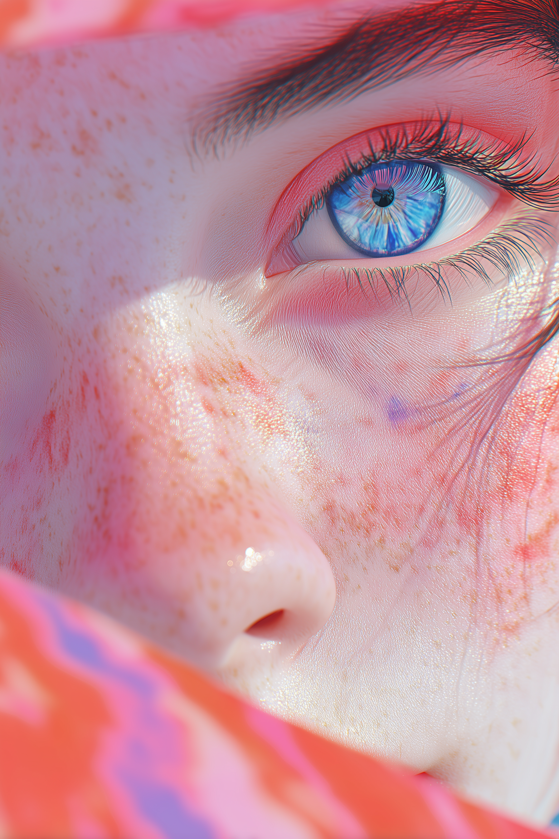 Closeup of Blue Eyed Redhead Girl Metal Posters | Premium, Waterproof & Magnet-Mounted Art