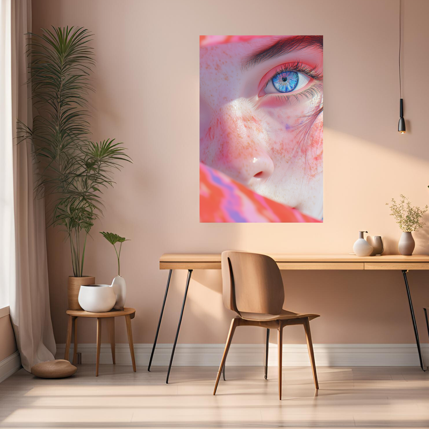 Closeup of Blue Eyed Redhead Girl Metal Posters | Premium, Waterproof & Magnet-Mounted Art