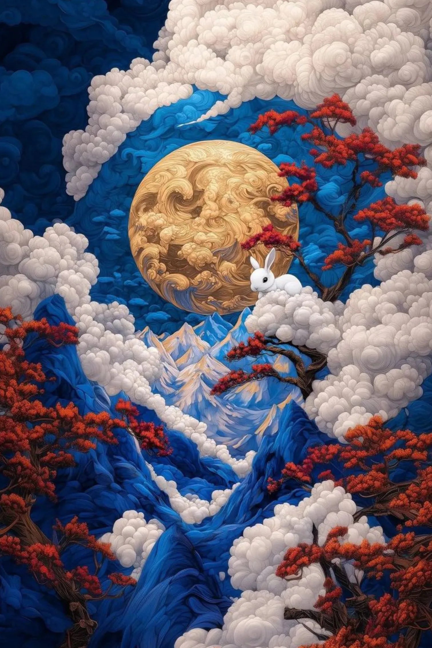 Colourful Japanese Night Illustration Metal Posters | Premium, Waterproof & Magnet-Mounted Art