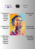 Cristiano Ronaldo Illustration Metal Wall Posters | Premium, Waterproof & Magnet-Mounted Art