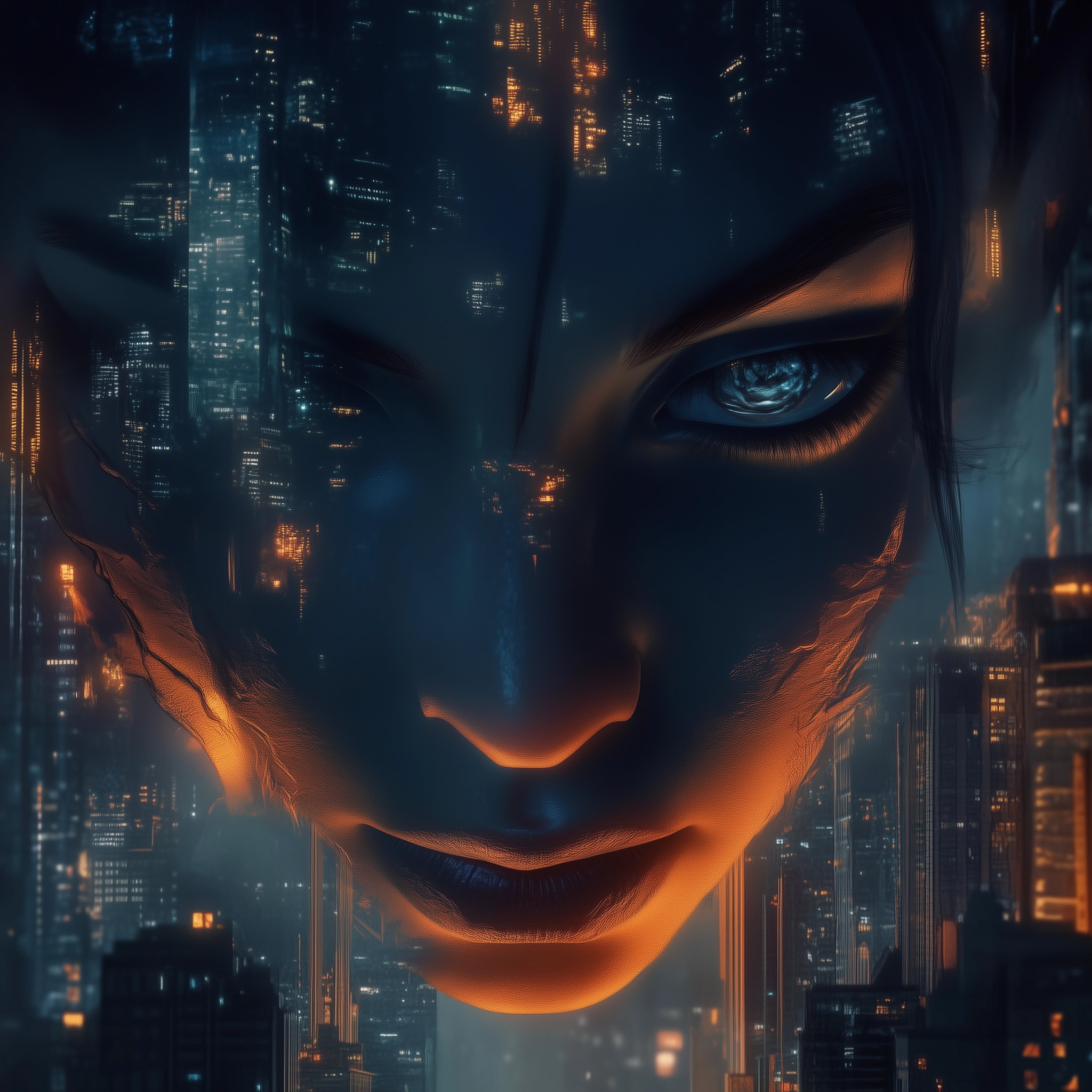 Cyborg Girl City Combination Metal Wall Posters | Premium, Waterproof & Magnet-Mounted Art