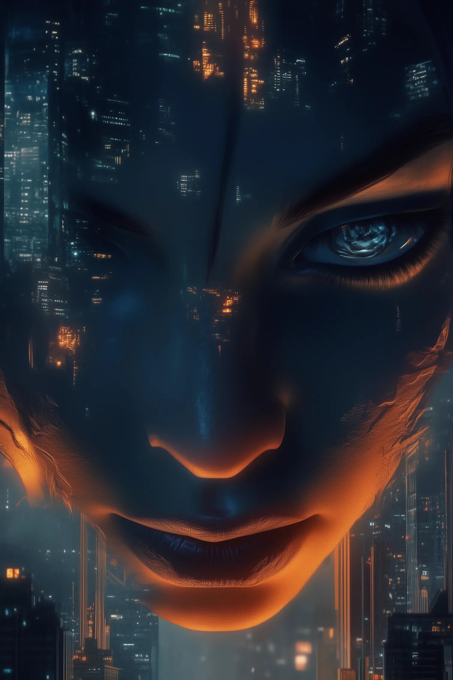 Cyborg Girl City Combination Metal Wall Posters | Premium, Waterproof & Magnet-Mounted Art