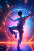 Dancing Martial Man with colors Metal Wall Posters | Premium, Waterproof & Magnet-Mounted Art
