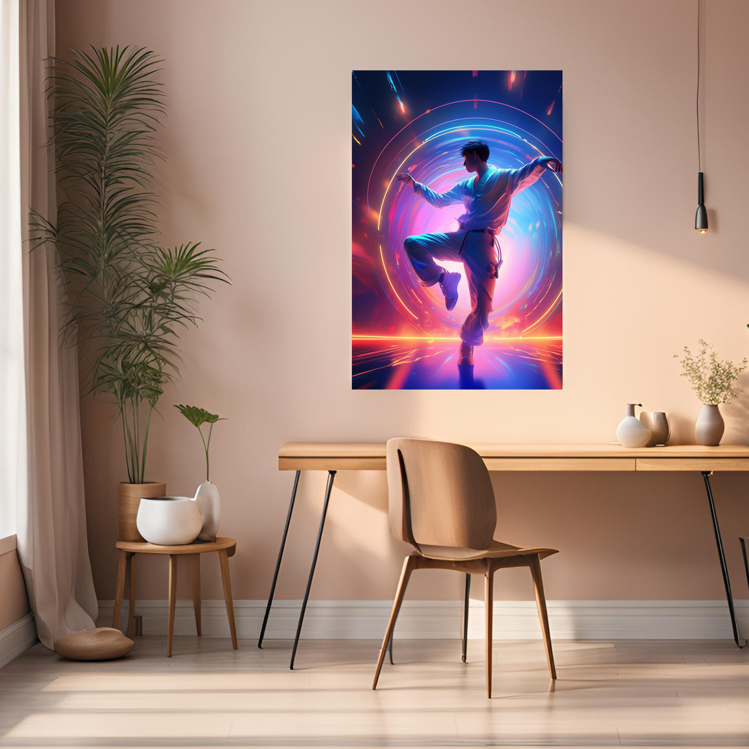 Dancing Martial Man with colors Metal Wall Posters | Premium, Waterproof & Magnet-Mounted Art