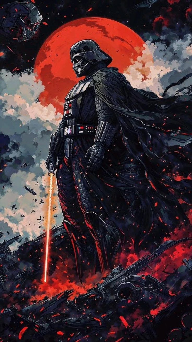Darth Vader and Red Moon Design Metal Poster | Premium, Waterproof & Magnet-Mounted Art