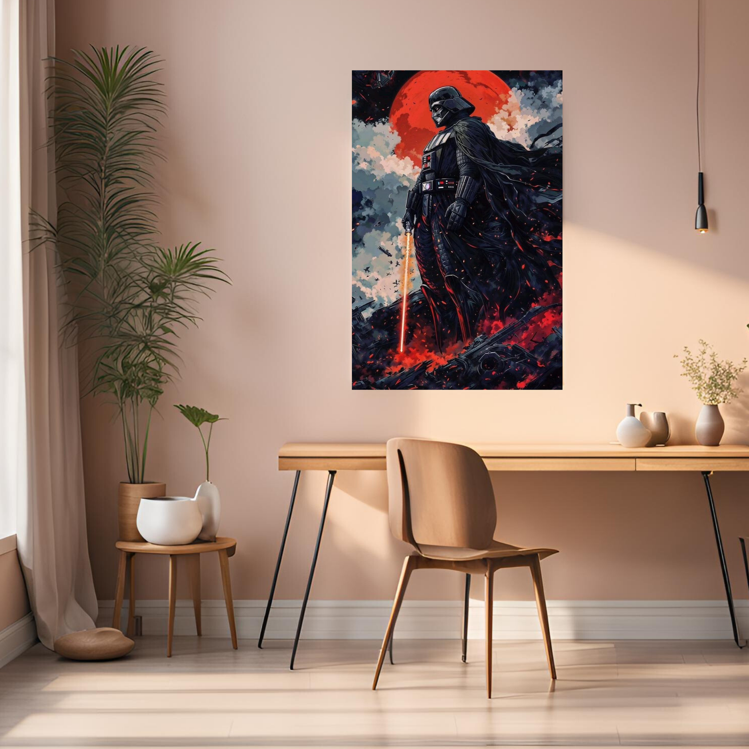 Darth Vader and Red Moon Design Metal Poster | Premium, Waterproof & Magnet-Mounted Art