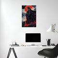 Darth Vader and Red Moon Design Metal Poster | Premium, Waterproof & Magnet-Mounted Art