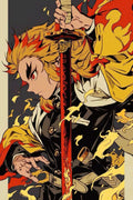 Demon Slayer Kyōjurō Rengoku Ilustration Metal Posters | Premium, Waterproof & Magnet-Mounted Art