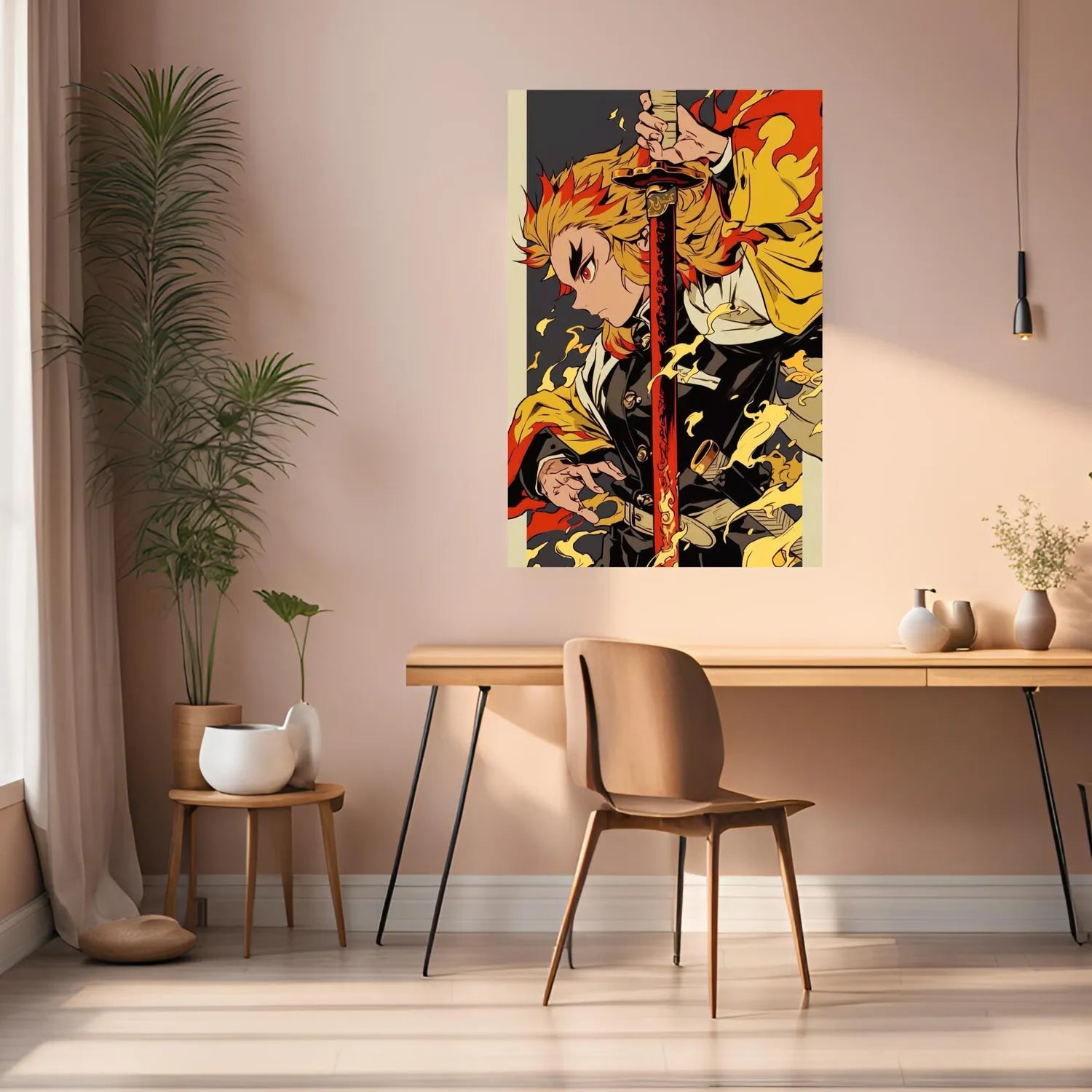 Demon Slayer Kyōjurō Rengoku Ilustration Metal Posters | Premium, Waterproof & Magnet-Mounted Art