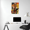 Demon Slayer Kyōjurō Rengoku Ilustration Metal Posters | Premium, Waterproof & Magnet-Mounted Art