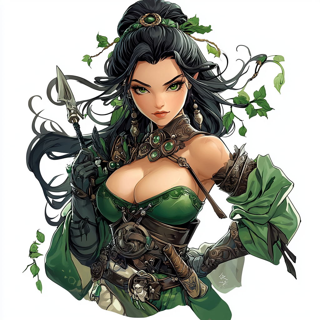 Female Warrior of Green Nature Metal Wall Posters | Premium, Waterproof & Magnet-Mounted Art