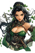 Female Warrior of Green Nature Metal Wall Posters | Premium, Waterproof & Magnet-Mounted Art