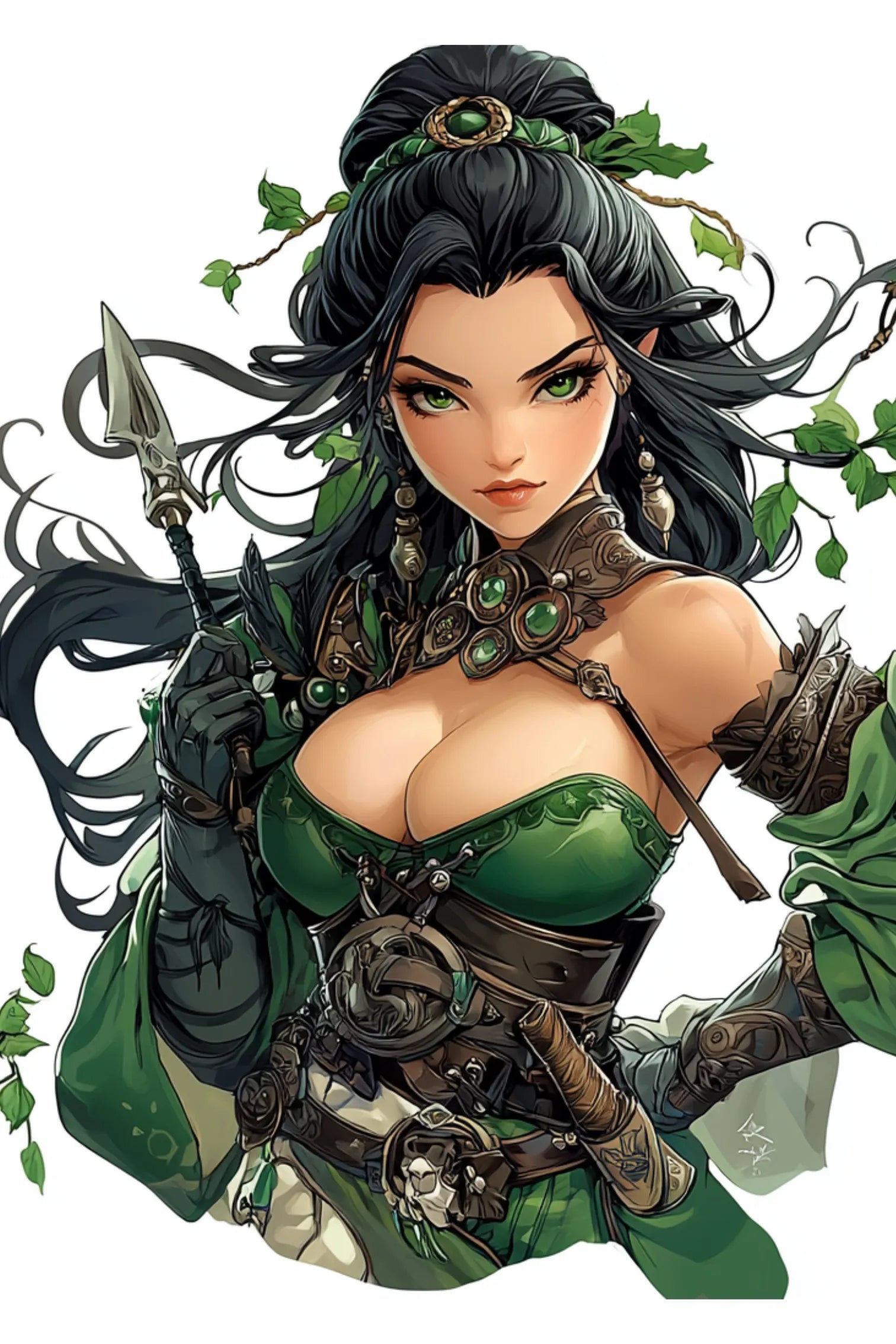 Female Warrior of Green Nature Metal Wall Posters | Premium, Waterproof & Magnet-Mounted Art