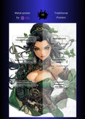 Female Warrior of Green Nature Metal Wall Posters | Premium, Waterproof & Magnet-Mounted Art