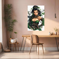 Female Warrior of Green Nature Metal Wall Posters | Premium, Waterproof & Magnet-Mounted Art