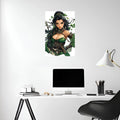 Female Warrior of Green Nature Metal Wall Posters | Premium, Waterproof & Magnet-Mounted Art