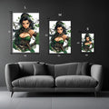 Female Warrior of Green Nature Metal Wall Posters | Premium, Waterproof & Magnet-Mounted Art