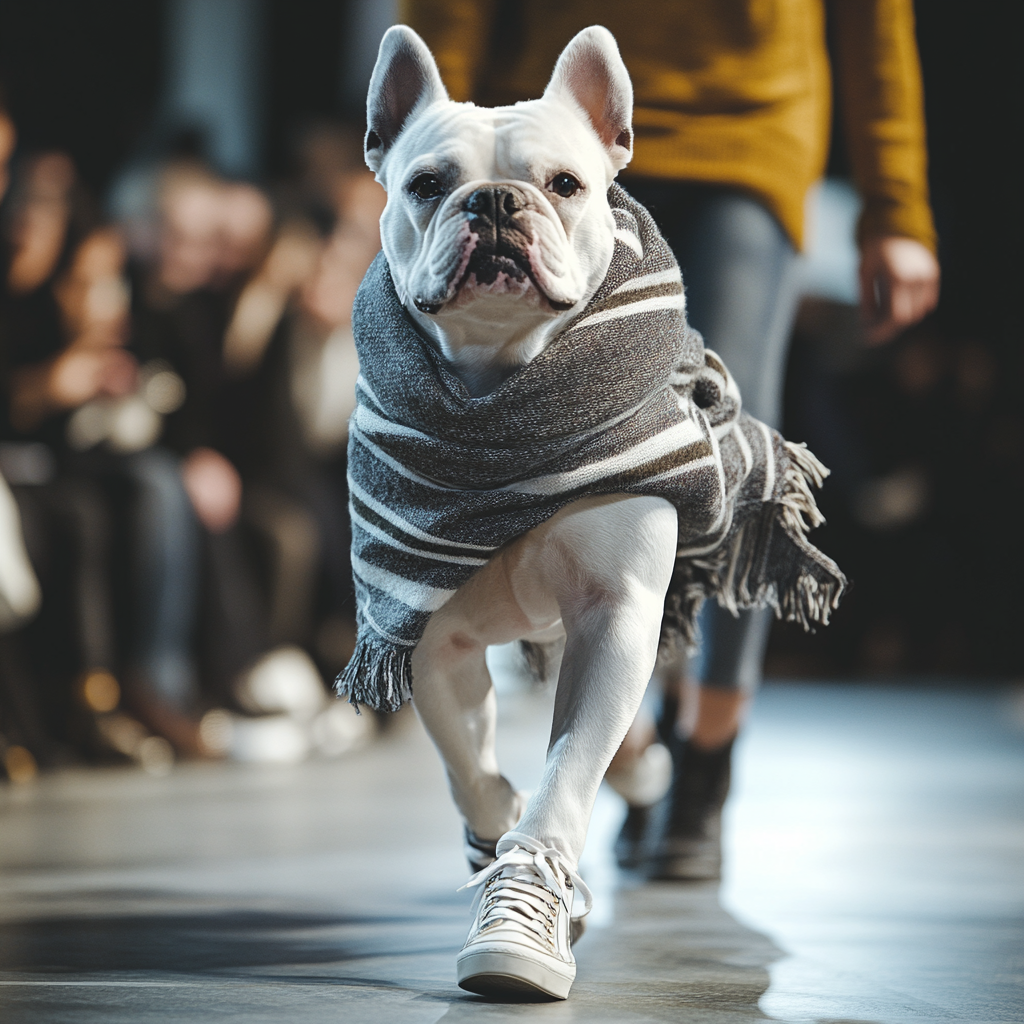 French Bulldog with Scarf Metal Wall Posters | Premium, Waterproof & Magnet-Mounted Art