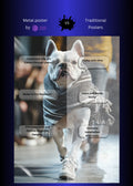 French Bulldog with Scarf Metal Wall Posters | Premium, Waterproof & Magnet-Mounted Art
